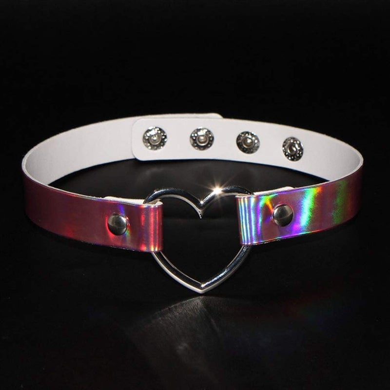 ETHOON Love Heart Adjustable Leather Choker Punk PU Necklace Goth Choker Soft Collar Chain for Women - Image 5